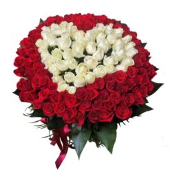 Rožių puokštė„Balta širdis”